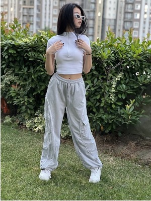 Daily Fashion Vintage Line Detay Kargo Cep Trotters Baggy Eşofman Altı Daily