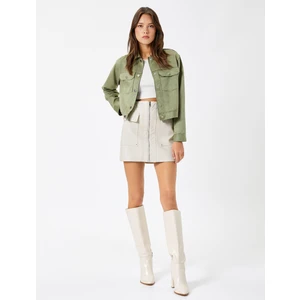 Biker Ceket Süet Görünümlü Kapaklı Cepli Çıtçıt Düğmeli