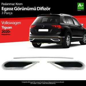 Vw Tiguan Krom Egzoz Görünümü Difüzör 3 Parça 2020 Üzeri