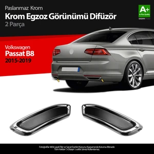 Volkswagen Passat B8 Krom Egzoz Görünümü Difüzör R Line Still 2 Prç. 2015-2019 A+ Kalite