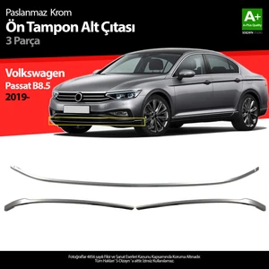 VW Passat B8.5 Krom Ön Tampon Alt Çıtası 3 Parça 2019 ve Üzeri S-Dizayn