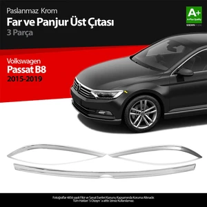 VW Passat B8 Krom Far Üzeri Çıta Seti 3 Parça 2015 Üzeri