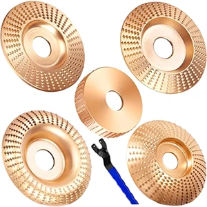 5 Adet Ahşap Oyma Disk Seti ve Evrensel Öğütücü Anahtarı Ahşap Şekillendirme Diski Öğütücü Için 4 Inç Veya 4 1/2 Inç Açılı Taşlama (Yurt Dışından)