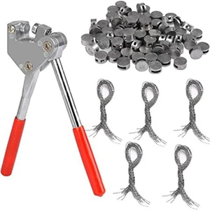 100 Adet Yuvarlak Kurşun Mühürler Fasulye 8mm Çap, 100 Adet Çelik Tel, 1 Adet Kırmızı Plastik Kaplamalı Saplı Sızdırmazlık Crimper (Yurt Dışından)