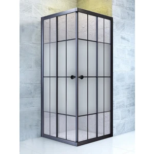 Duşakabin Kare Siyah Çizgi Ortası Buzlu