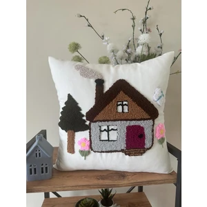 Punchh Atolyesii Punchhatolyesii Ev Desen Elyapımı Kırlent Kılıfı Ekru Renk 43X43 cm