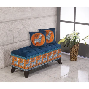 Armi Puf Lama Desenli Sandıklı Puf +2 Kırlent (Kasım Fırsatı)