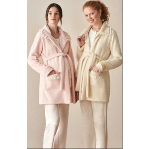 3926 Polar Sabahlıklı Bej Lohusa 3 Lü Pijama