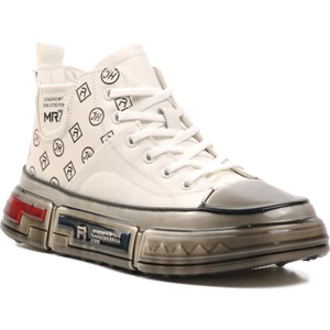 152-18220 Beyaz Deri Erkek Hi Sneaker
