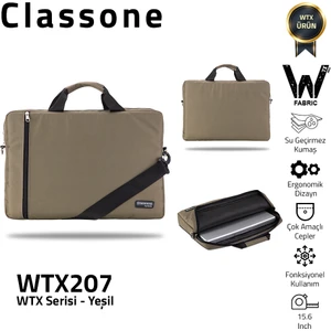 WTX207 Wtxpro  Serisi  Su Geçirmez Kumaş 15.6 Inch Uyumlu Macbook, Laptop , Notebook  El Çantası- Yeşil
