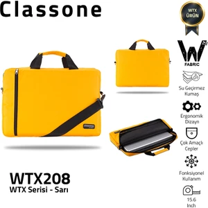 WTX208 Wtxpro  Serisi  Su Geçirmez Kumaş 15.6 Inch Uyumlu Macbook, Laptop , Notebook  El Çantası- Sarı