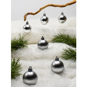 4 cm 6lı Gümüş Cici Top Yılbaşı Çam Ağacı Süsü (3 Metalize-3 Parlak)