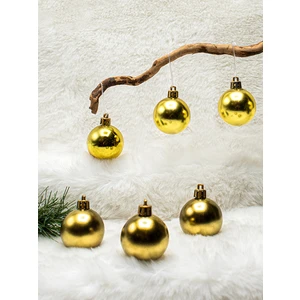4 cm 6lı Gold Cici Top Yılbaşı Çam Ağacı Süsü (3 Metalize-3 Parlak)