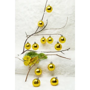 4 cm 12LI Gold Cici Top (6 Parlak-6 Metalize) Yılbaşı Ağacı Süs