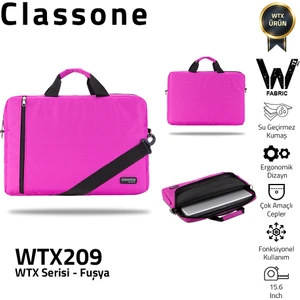 WTX209 Wtxpro  Serisi  Su Geçirmez Kumaş 15.6 Inch Uyumlu Macbook, Laptop , Notebook  El Çantası- Fuşya