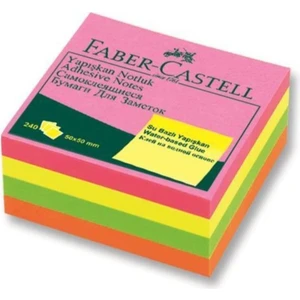 Faber - Castell Yapışkan Notluk 50x50mm, Karışık Fosforlu Renkli