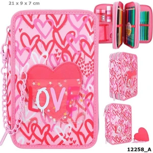 Topmodel Triple Pencil Case With Pu Heart One Love
