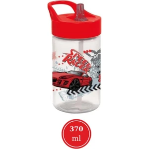 Yarış Arabası Pipetli Çocuk Matara, Racer Desen Kapaklı Su Süt Meşrubat Bardağı 430ML