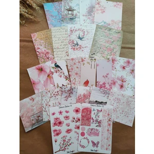 Selis Craft Sakura Temalı Bullet Journal Kağıt Etiket Sticker Seti Journal / Defter / Çıkartma / Scrapbook