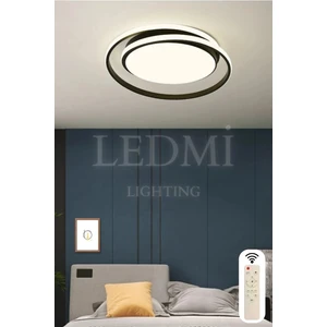 Ledmi Lighting Yuvarlak Tavan Avizesi, 3 Renk Aydınlatmalı, Kumandalı LED Avize,modern Avize,spor Avize,siyah Avize