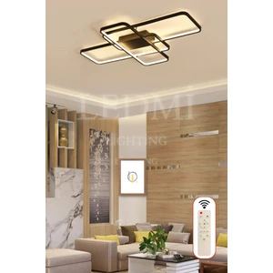 Ledmi Lighting Yüksek Aydınlatmalı Dikdörtgen Siyah Tavan LED Avize,3 Renk Aydınlatma,kumandalı Avize,salon Avizesi,spor Avize, Modern Avize