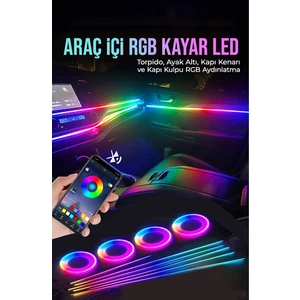 Point Marketing Araç Içi Atmosfer Ambiyans LED Neon Rgb App Kontrollü 18 Parça