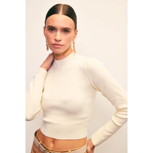 Yarım Balıkçı Triko Bluz - EKRU