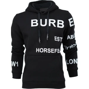 Erkek Kışlık Bur Premium Pamuklu Kumaş Üç Iplik Kapüşonlu Kanguru Cepli Sweatshirt Logolu Model Regular Fit