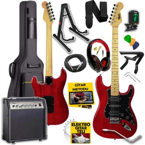 RPH-40RD-30AMP 30W Amfili Elektro Gitar Seti Hsh Manyetik Maple Klavye
