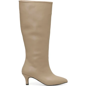 HELLY 3PR Krem Kadın Topuklu Çizme