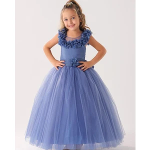 Lisa Kids Çiçek Yaka Gelinlik-Abiye