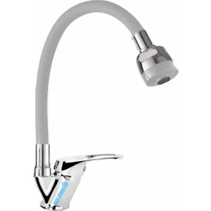 Elmina Armatür Beyaz Spiral Oynar Borulu Iki Fonksiyonlu Mutfak Eviye Bataryası Musluğu Çeşmesi Çift Su Girişli