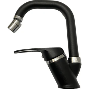 Elmina Armatür Siyah Krom Oynar Başlıklı Lüx Banyo Lavabo Bataryası Çeşmesi Musluğu