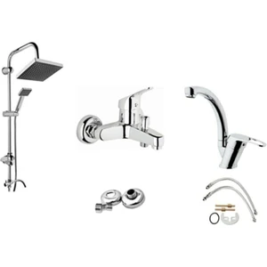 Elmina Armatür Robot Duş Seti- Banyo Bataryası - Lavabo Bataryası Musluğu 3'lü Set