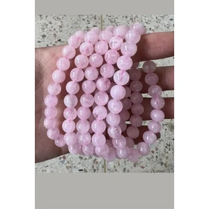 NBS Beautiful Naturel Stones Pembe Kuvars Doğal Taş 8 mm Bileklik