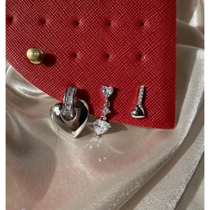 Kalp Charmlı 3'lü Silver Küpe