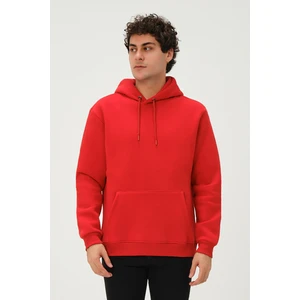 Rejt Nine Unisex Kapüşonlu Kanguru Cep Regular/Standart Fit 3 Iplik Şardonlu Kırmızı Sweatshirt