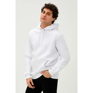 Rejt Nine Unisex Kapüşonlu Kanguru Cep Regular/Standart Fit 3 Iplik Şardonlu Beyaz Sweatshirt