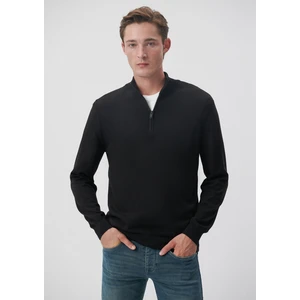 Yarı Fermuarlı Siyah Kazak 0710153-900