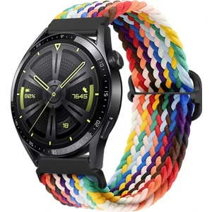 Amazfit Bip Lite Uyumlu Ayarlanabilir Tokalı Örgü Kordon Gökkuşağı