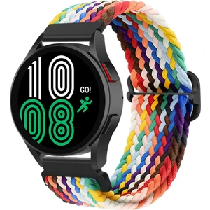 Samsung Galaxy Watch 6 40MM/44MM Uyumlu Ayarlanabilir Tokalı Örgü Kordon Gökkuşağı