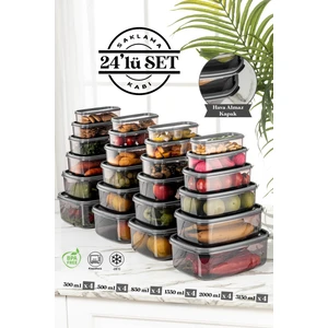 Meleni Home 24'lü Sweet Box Saklama Kabı Seti - Dikdörtgen Erzak Kabı Kavanoz 4X(300-500-850-1350-2000-3150 Ml)