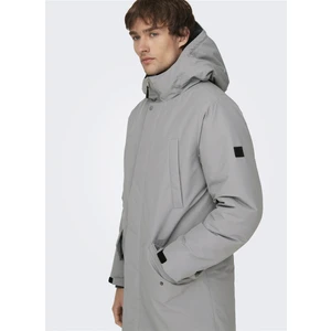 Only & Sons Gri Erkek Kaban 22025871_ONSCARL Lıfe Parka Otw Vd