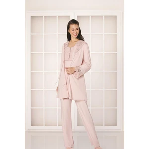 Pierre Cardin 3050 Kadın Penye 3 lü Pijama Takım - Pudra