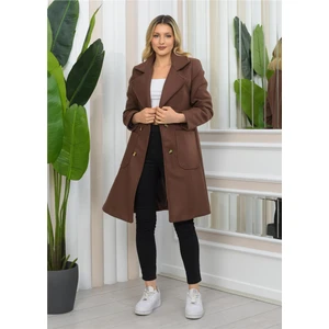 Yeni Sezon Kruvaze Yaka Astar Detaylı Uzun  Kaşe Kaban