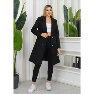 Yeni Sezon Kruvaze Yaka Astar Detaylı Uzun  Kaşe Kaban