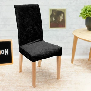 Faiend Lastikli Kadife sandalye Kılıfı Mutfak Sandalye örtüsü Yıkanabilir Sandalye koruyucu (1-adet) siyah