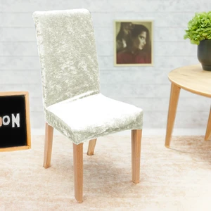Faiend Lastikli Kadife sandalye Kılıfı Mutfak Sandalye örtüsü Yıkanabilir Sandalye koruyucu (1-adet) krem