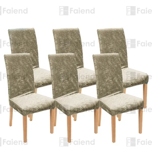 Faiend Lastikli Kadife sandalye Kılıfı Mutfak Sandalye örtüsü Yıkanabilir Sandalye koruyucu (6-adet) sütlü