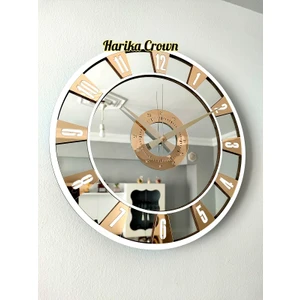 Harika Crown Gerçek Aynalı Dekoratif Duvar Saati (40- 50 Cm)